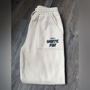 White Fox Offstage Sweatpants Pebble Cream Beige Sweatpants Joggers Size XS S